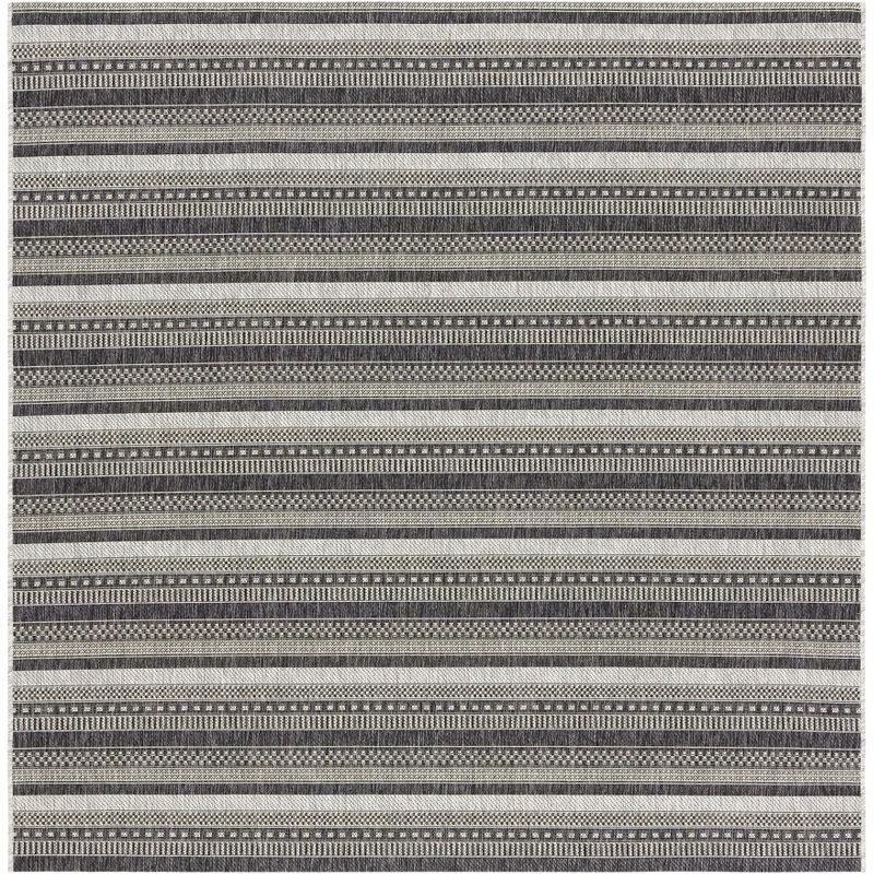 Courtyard CY8784 Power Loomed Indoor/Outdoor Area Rug - Black/Grey - 6'7"x6'7" - Safavieh.