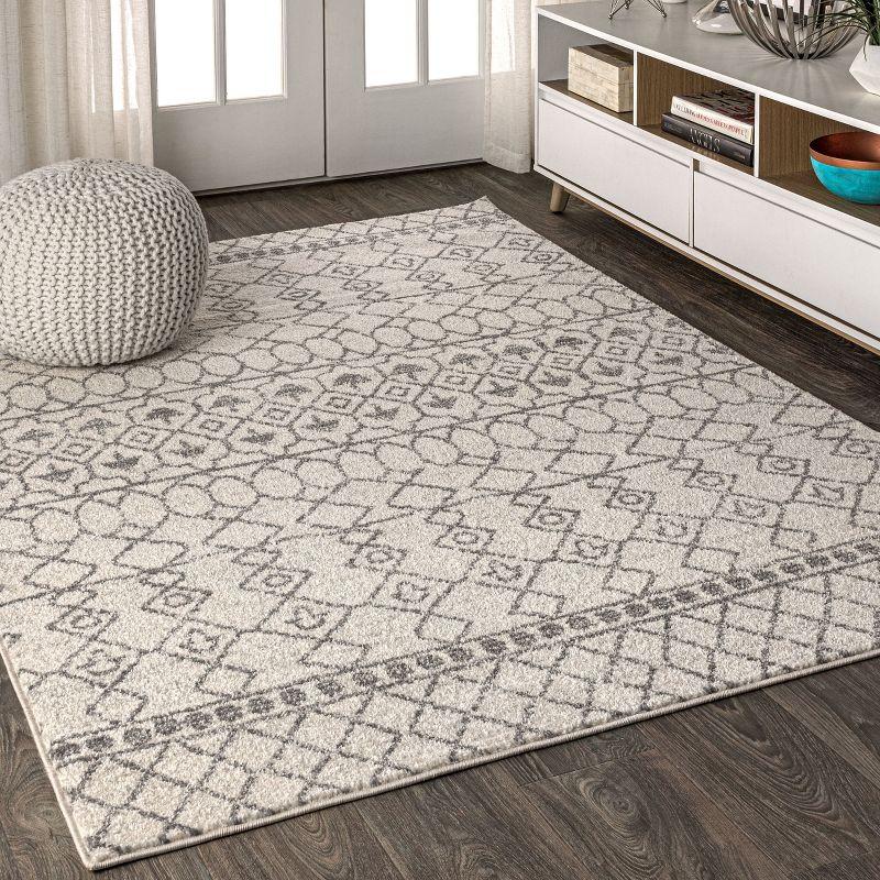 Vintage Moroccan Inspired Easy-Care Gray & Ivory Area Rug