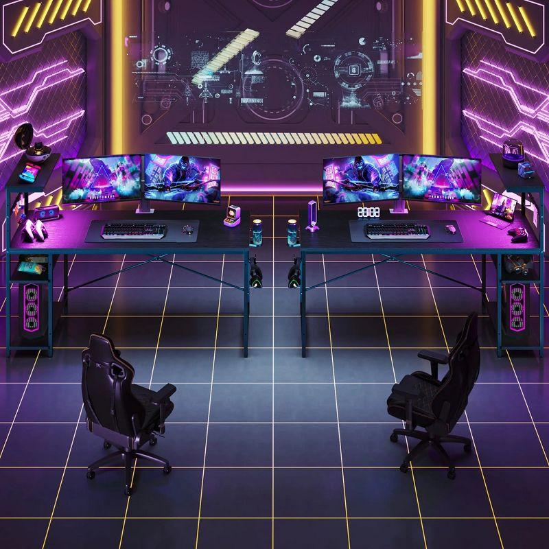 Bestier 61 Inch Retangular Gaming Desk with Shelves Black
