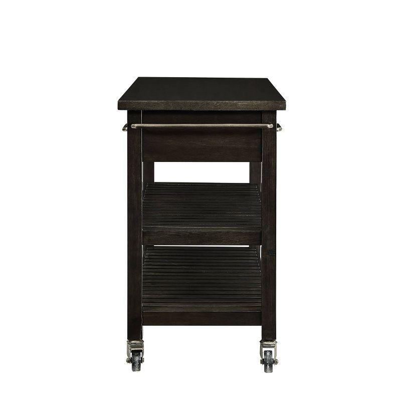 Havelock Rolling Kitchen Island Dark Tobacco - Holly & Martin: Wood Veneer, Rubberwood Frame, 2 Shelves