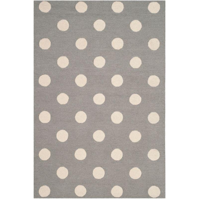 Safavieh Kids Polka Dots SFK904 Hand Tufted Indoor Accent Rug - Grey/Ivory - 4'x6' - Safavieh