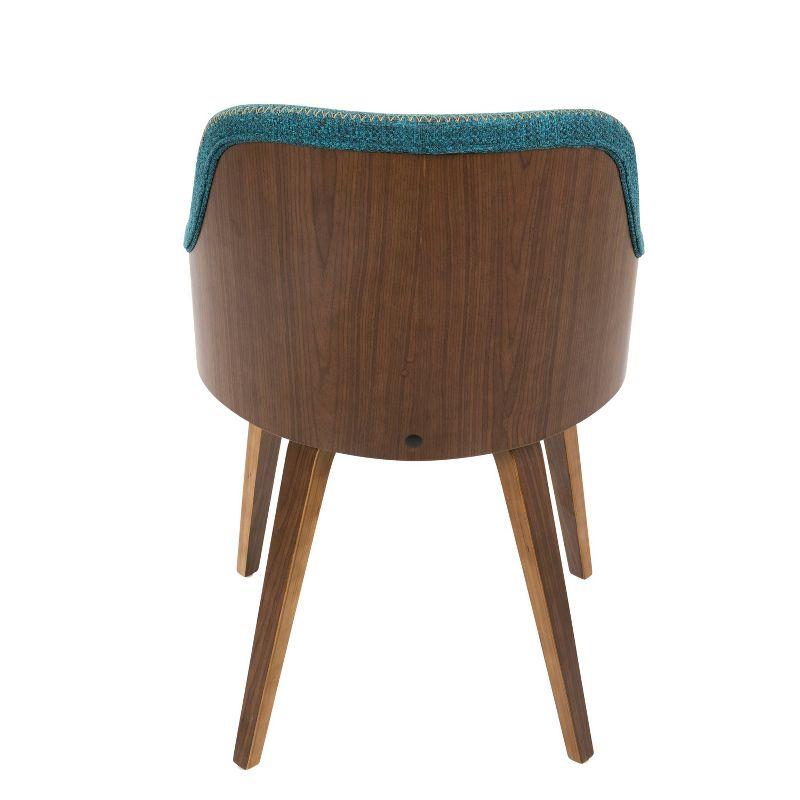 Teal Upholstered Scandinavian Arm Chair with Wood Frame