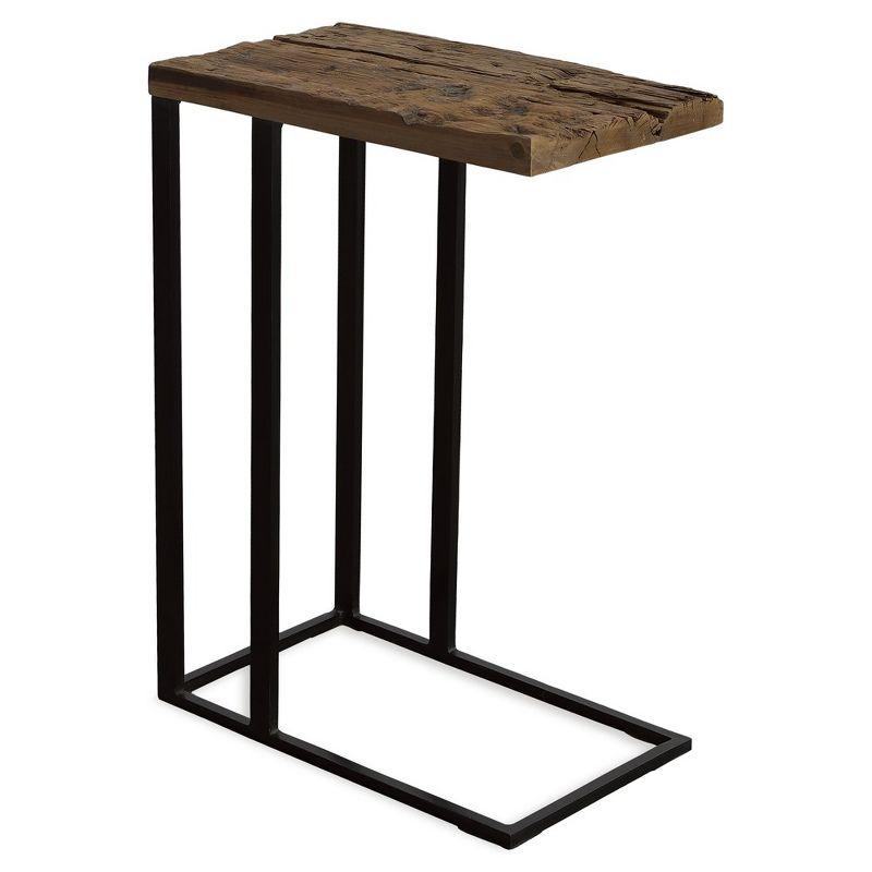 Reclaimed Wood and Black Iron Rectangular Accent Table