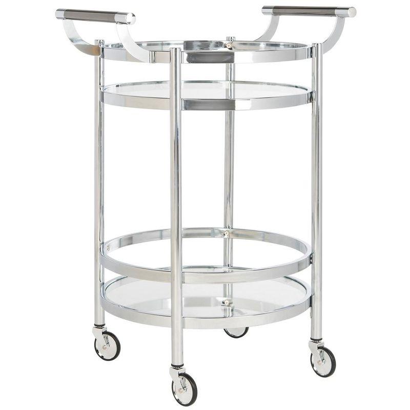 Sienna 2 Tier Round Bar Cart - BCT8001C - Chrome/Glass - Safavieh