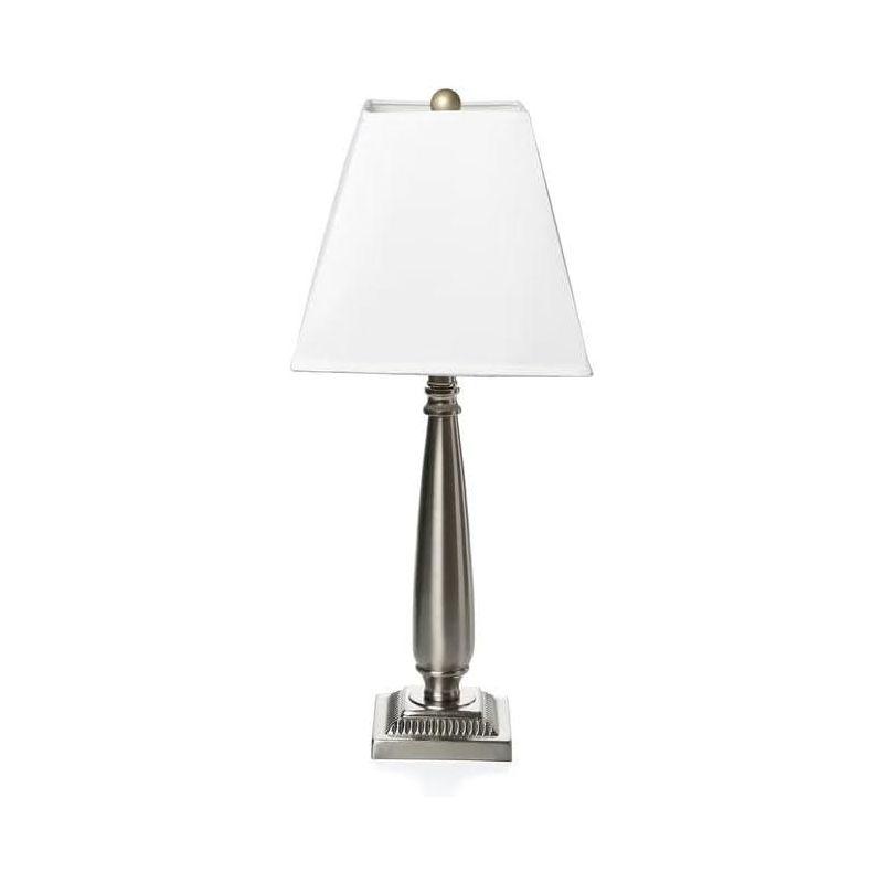 King's Brand Brushed Nickel Table Lamp with Square White Shades Set of 2 Table Lamps