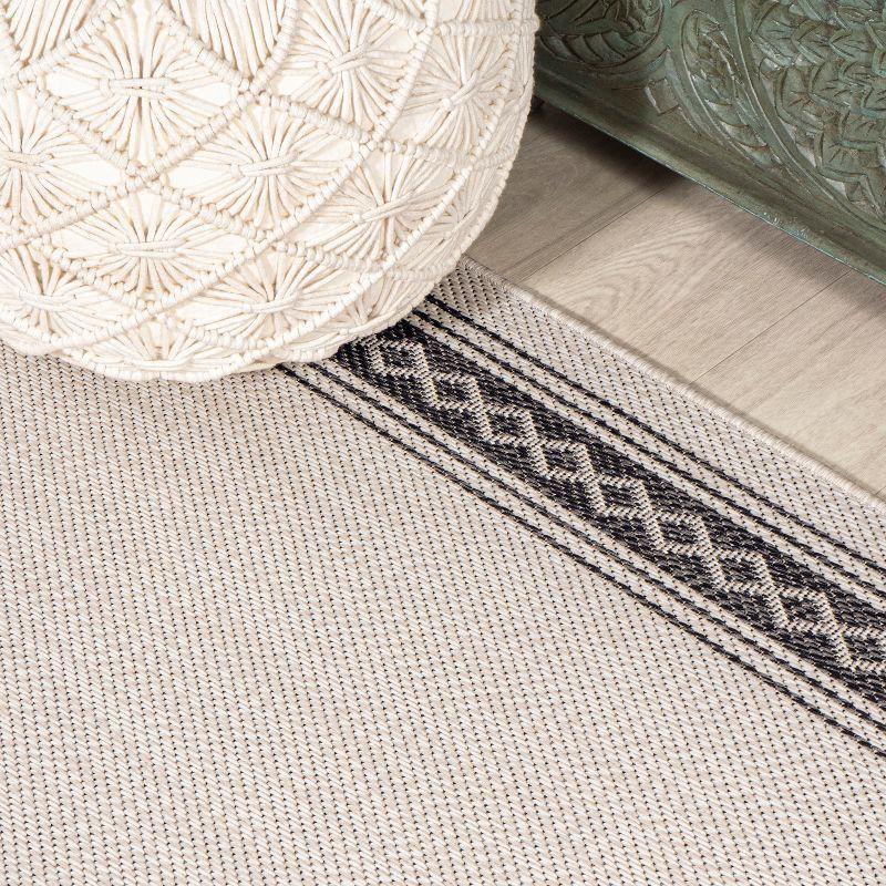 3' x 5' Lucia Classic Diamond Border Indoor/Outdoor Area Rug, Cream/Black - JONATHAN Y