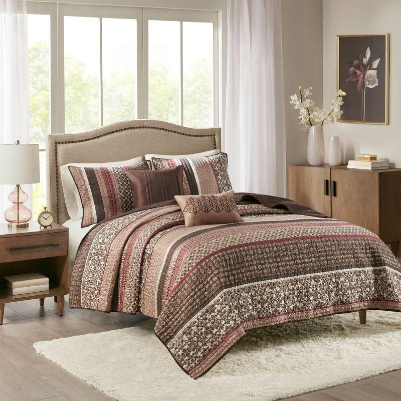 Madison Park Princeton Jacquard Quilt Set with Throw Pillows