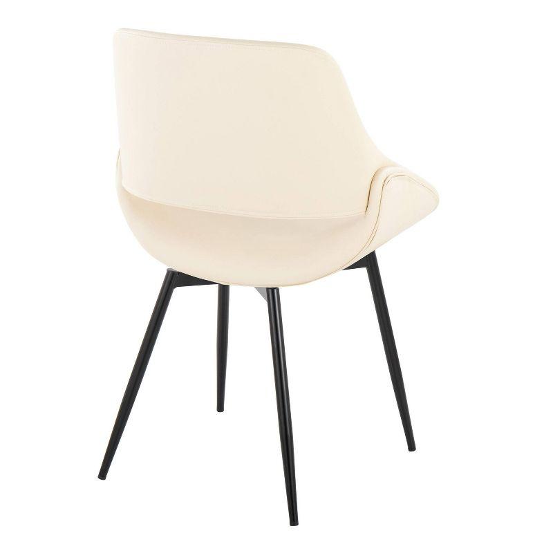 Cream Faux Leather Upholstered Dining Chair with Black Metal Legs