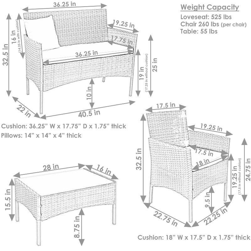 Sunnydaze Outdoor Dunmore Patio Conversation Furniture Set with Loveseat, Chairs, and Table - 4pc