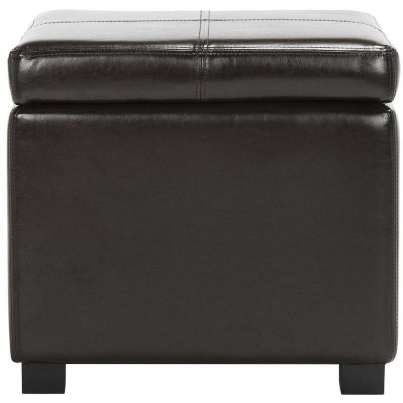 Madison 18" Brown Leather Square Ottoman with Storage