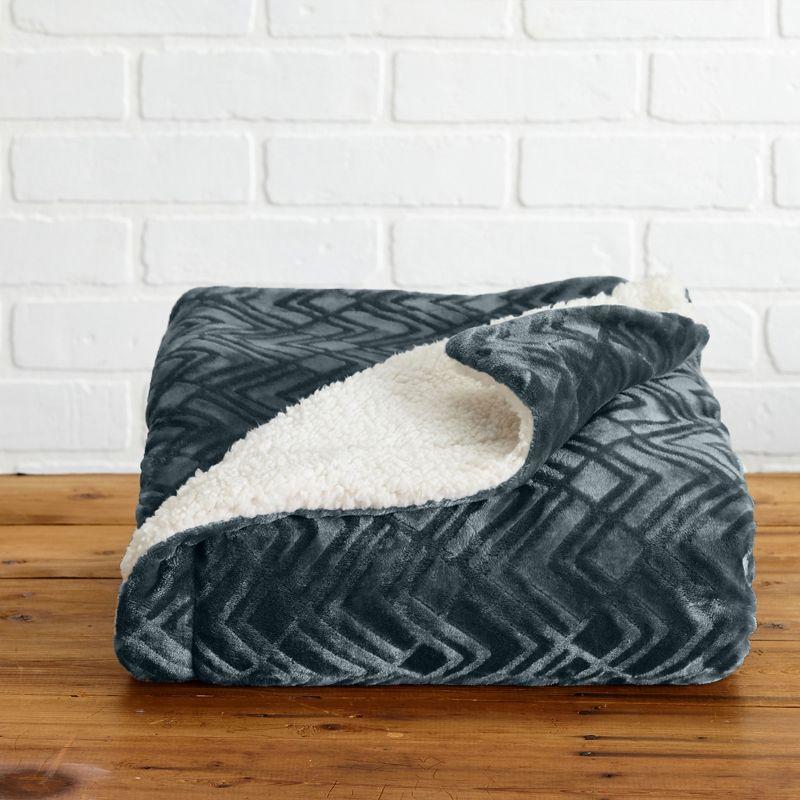FreshFolds Ultra Soft Printed Plush Sherpa Reversible Blanket