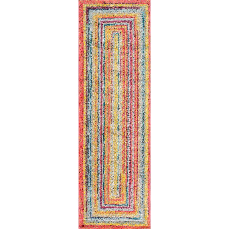 2'5"x8' Hargis Labyrinth Runner Area Rug Yellow - nuLOOM: Geometric Low Pile Indoor Polypropylene Rug