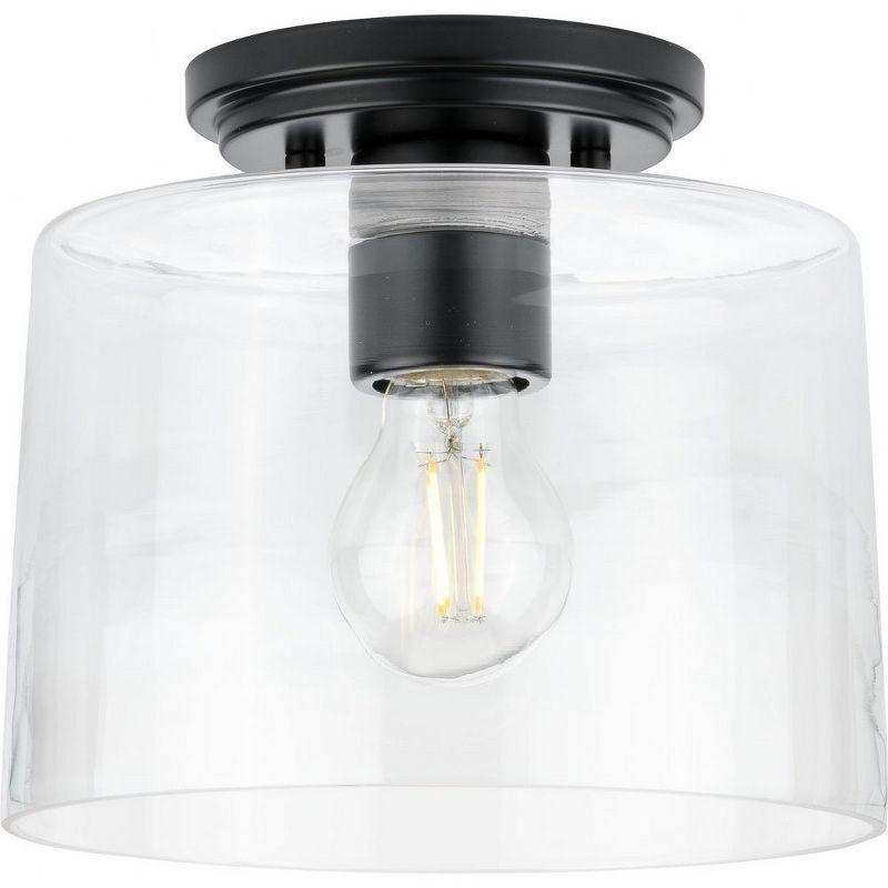 Progress Lighting, Adley Collection, 1-Light Flush Mount, Matte Black, Clear Glass Shade