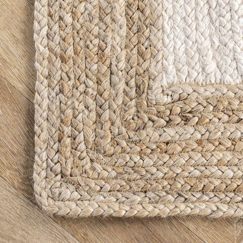 Braided Jute 2'6" x 6' Runner Rug in White, Handmade and Reversible