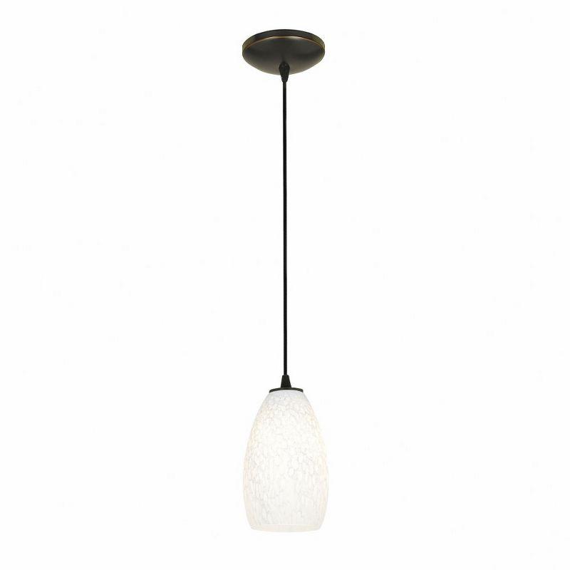 Champagne White Stone Glass LED Pendant in Oil Rubbed Bronze