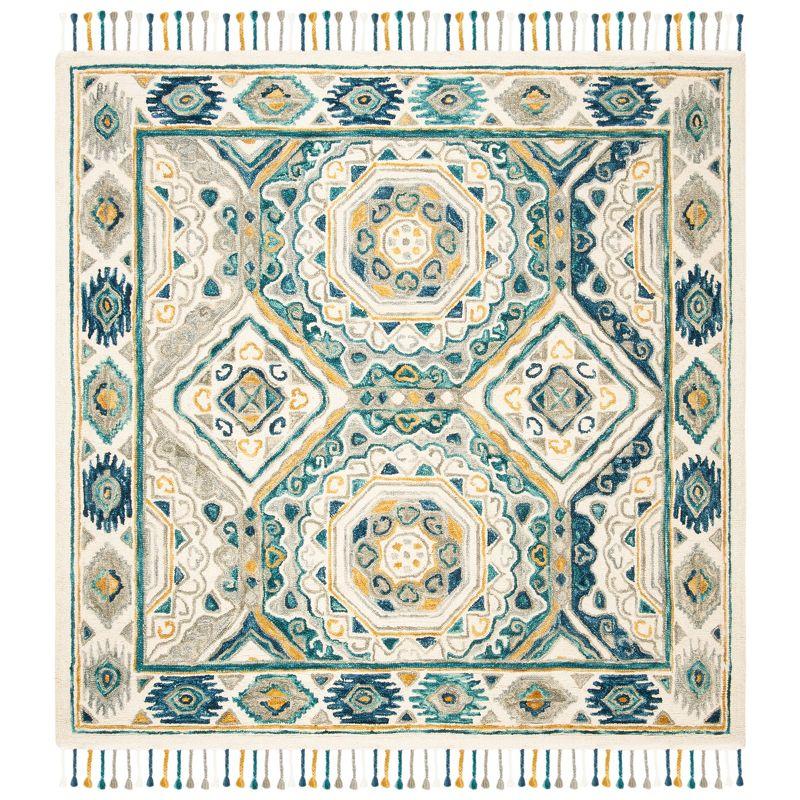 Aspen APN251 Hand Tufted Area Rug - Ivory/Charcoal - 7' X 7' Square - Safavieh.