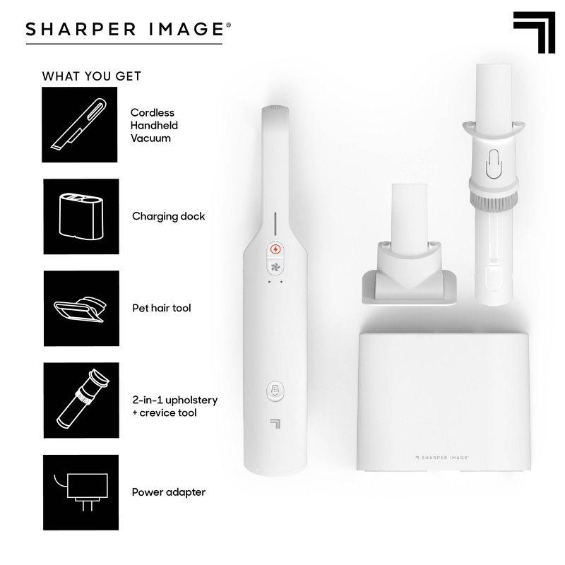 Sharper Image Handheld Vacuum with High-Speed 120W Brushless Motor, Cordless White: Portable, Bagless, HEPA Filter, Multi-Surface