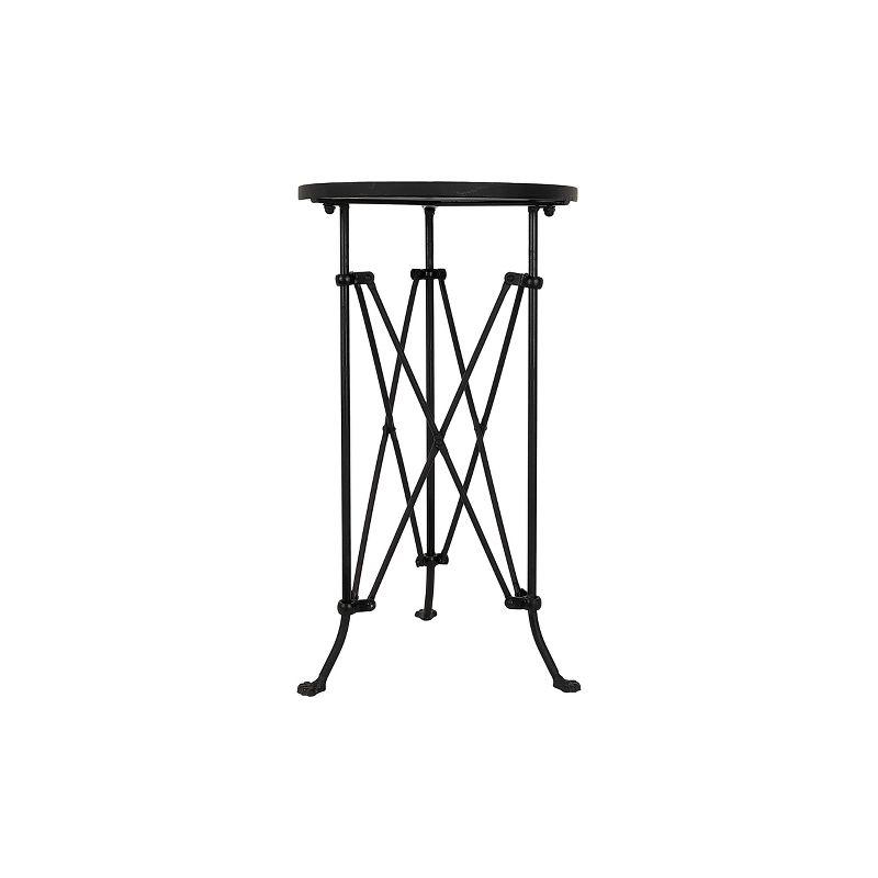 Storied Home Round Metal Side Accent Table with Claw Feet Black: Antique Drum Style, Bedside Use, Nesting Feature