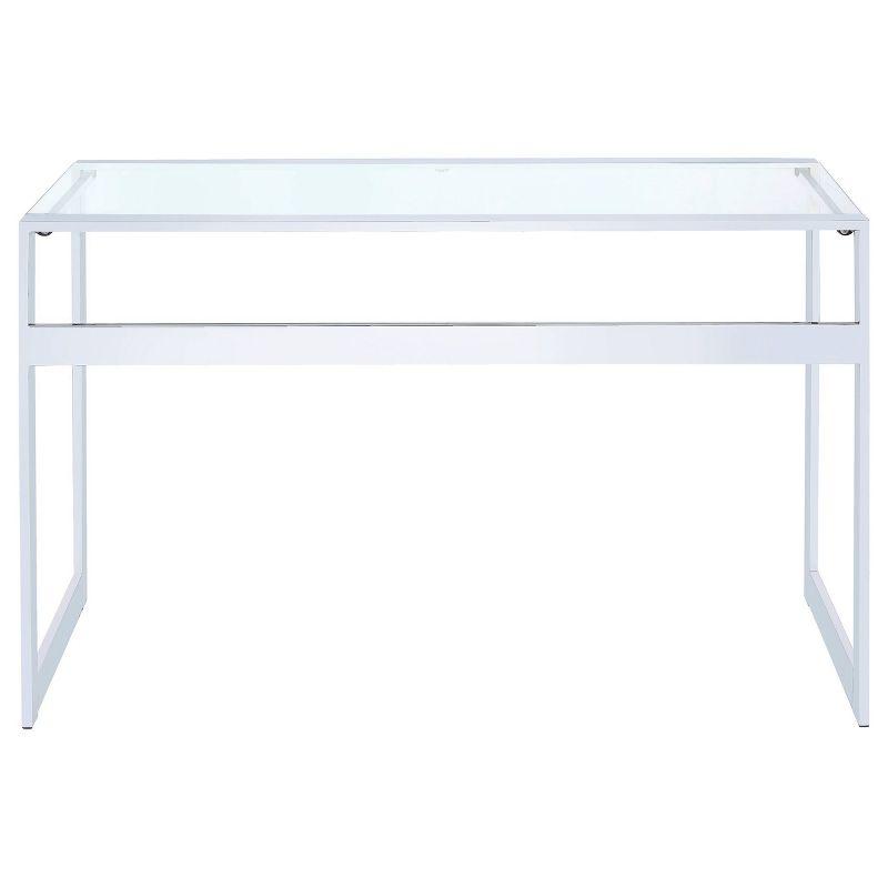 Hartford Minimal Glass Top Writing Desk Chrome - Coaster