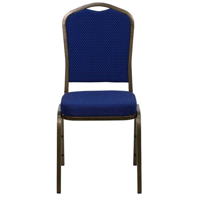 Navy Blue Patterned Fabric Stacking Banquet Chair with Gold Frame