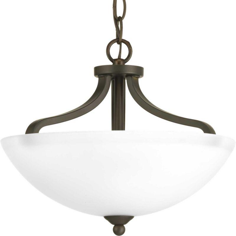 Progress Lighting Laird 2-Light Semi-Flush Mount Ceiling Light, Brushed Nickel, Glass Shade