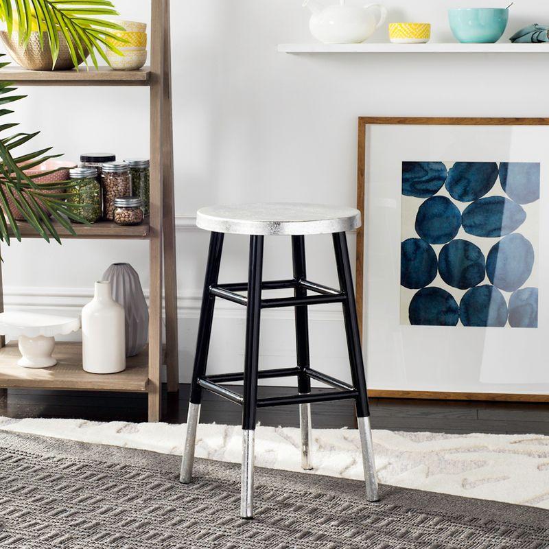 Kenzie Silver Dipped Counter Stool - FOX3211 - Black/Silver - Safavieh Couture