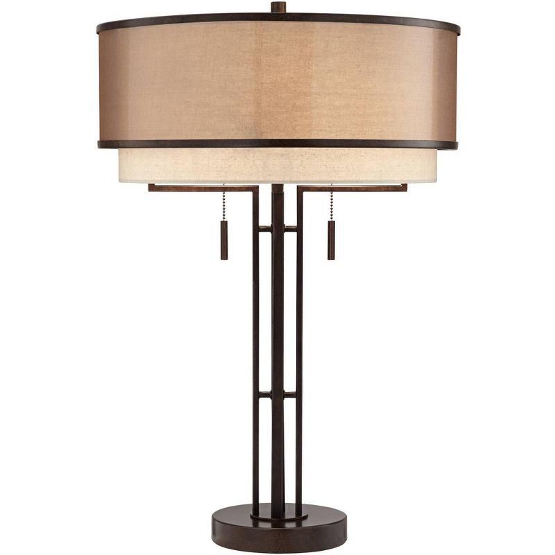 Andes 27" Oil-Rubbed Bronze Industrial Double-Shade Table Lamp