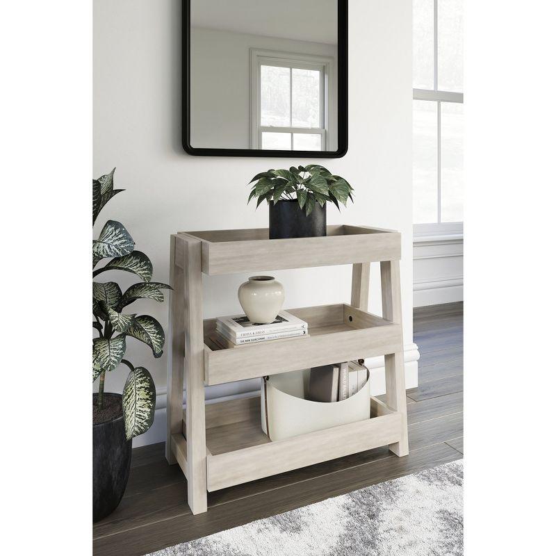 Blariden Light Beige Wood Rectangular Shelf Accent Table