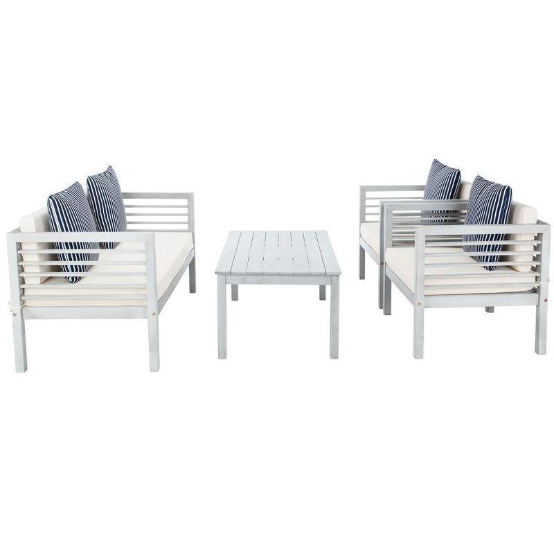 Gray Eucalyptus 4-Piece Outdoor Conversation Set with Accent Pillows