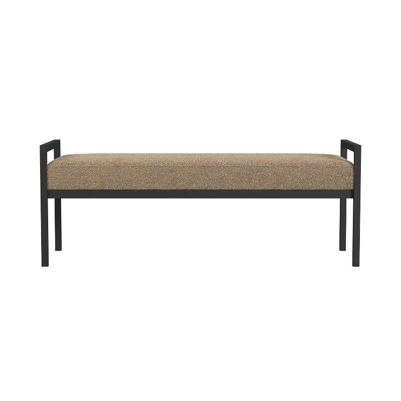 Modern Metal Faux Shearling Bench Brown - HomePop