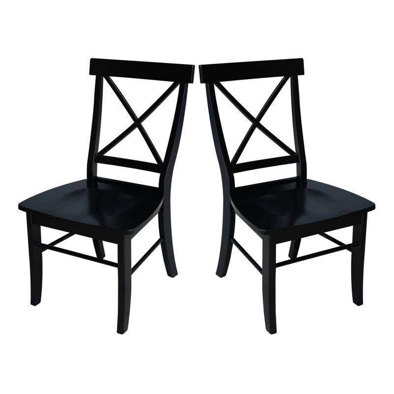 Set of 2 X Back Chairs with Solid Wood - International Concepts