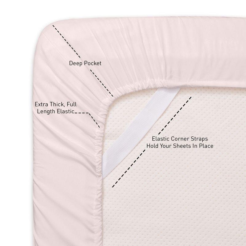 3 Piece Sheet Set, Ultra Soft 1800 Series Collection - Twin, Pale Pink