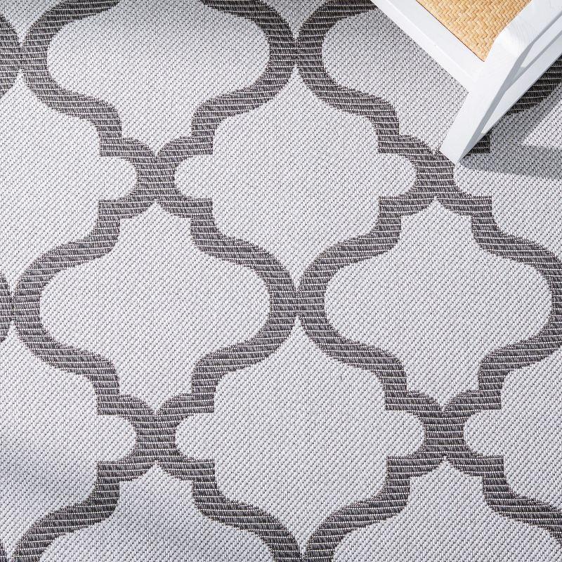 Elegant Gray Geometric 78" Square Synthetic Area Rug