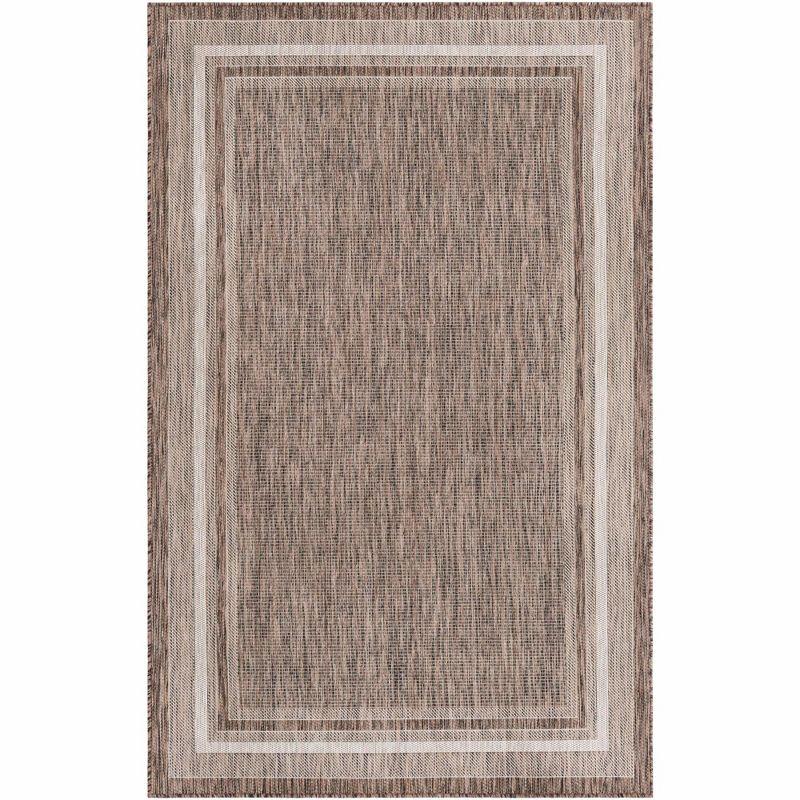 Unique Loom 5' 3 x 8' 0 Rectangle Indoor/Outdoor Border Brown Area Rug