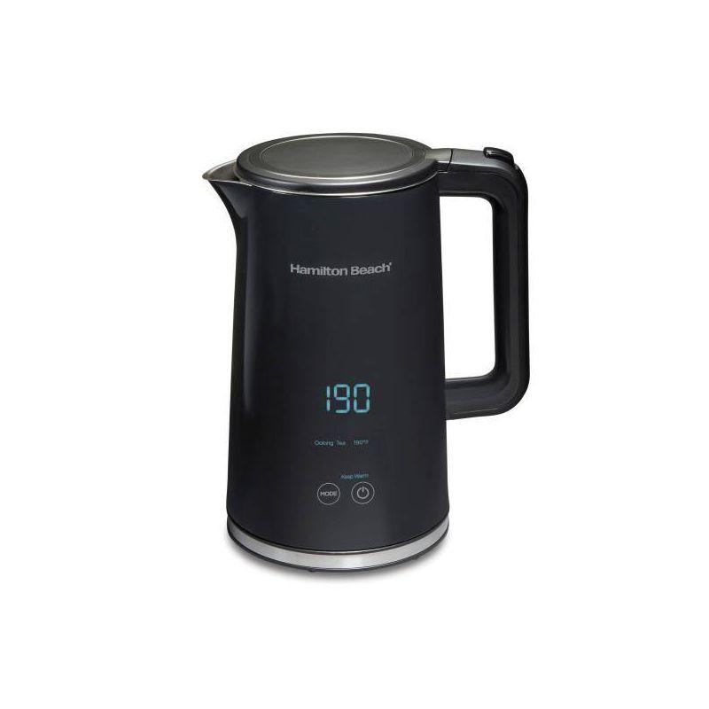 Hamilton Beach 1.7L Digital Cool Touch Kettle 41033: Stainless Steel Tea Maker, Portable Electric Water Kettle, 1500W, Black