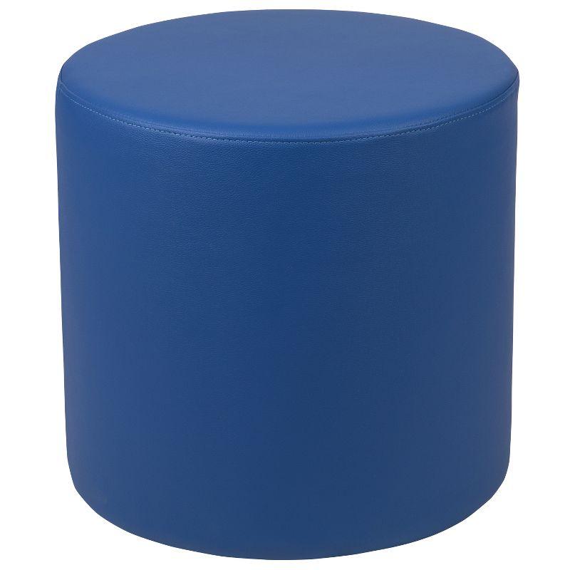 Blue Faux Leather 19" Flexible Circle Ottoman