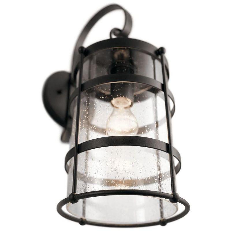 Classic Coastal Anvil Iron Outdoor Wall Lantern with Clear Seeded Glass