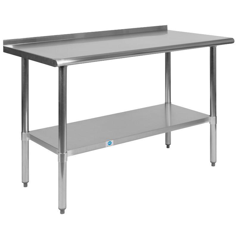 Stainless Steel 48" Prep Table with Backsplash and Shelf