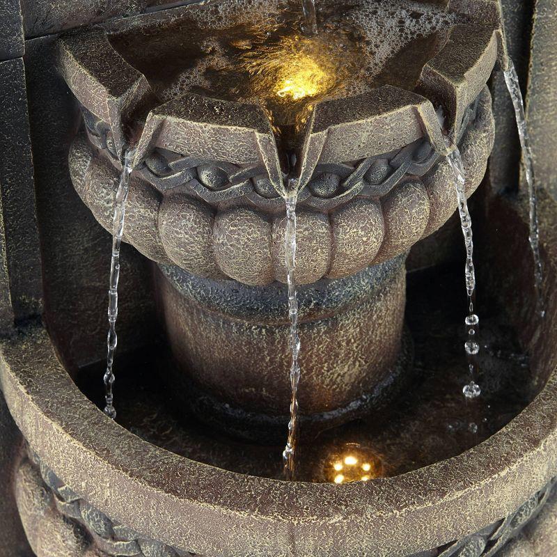 John Timberland Roman Outdoor Floor Water Fountain with Light LED 50" High 2-Tier Lion Face for Yard Garden Patio Deck Home
