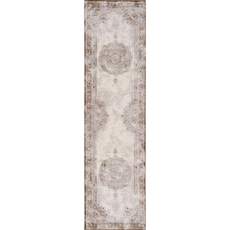 2'x8' Rosalia Cottage Medallion Runner Rug, Brown/Cream - JONATHAN Y
