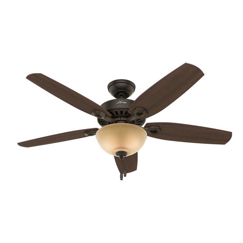 52" Builder Deluxe 5 - Blade Standard Ceiling Fan with Pull Chain and Light Kit Included