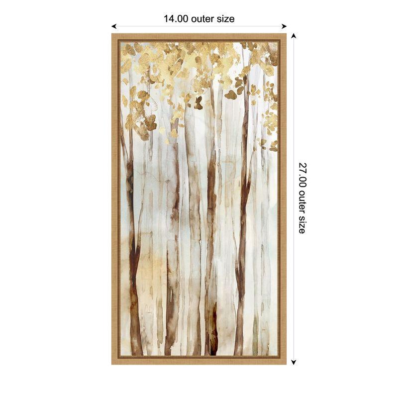 Warm Autumn Abstract Trees Canvas Wall Art in Gold Frame