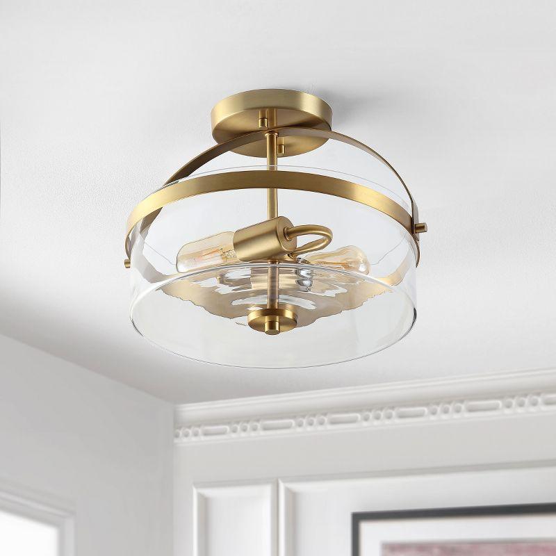 Nensor 2 Light 13" Flush Mount - FLU4051 - Brass/Clear - Safavieh