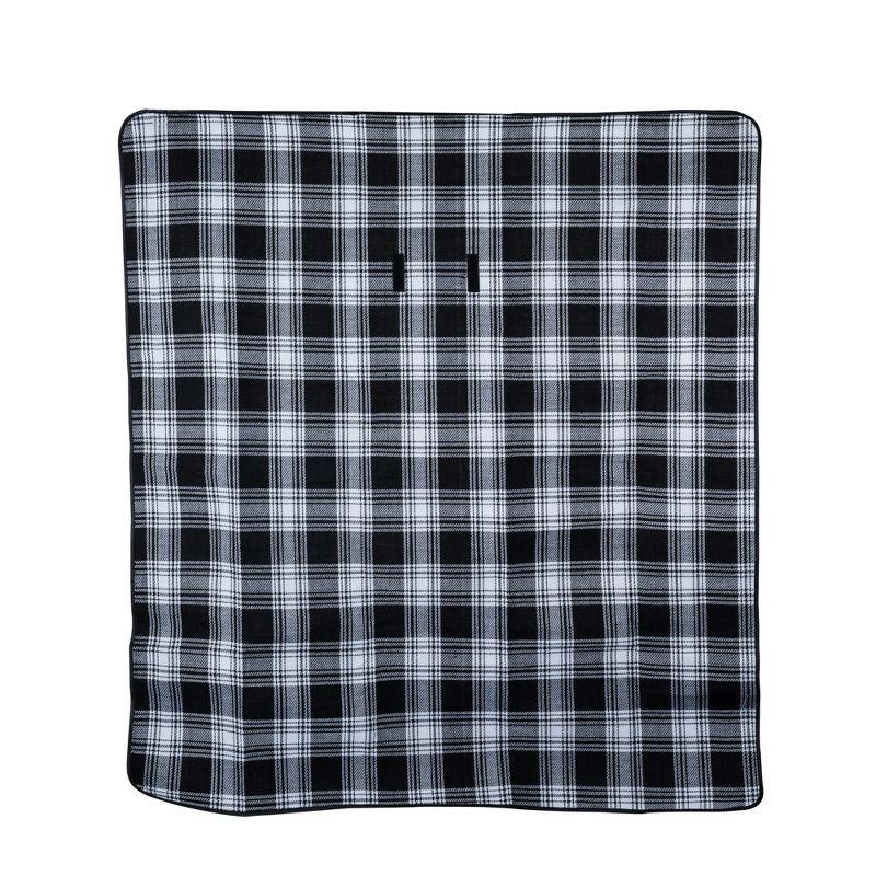 True Dine Picnic Blanket in Black Plaid, 4.5ft x 5ft (54in x 60in) Picnic Blankets Waterproof Foldable, Outdoor Gifts, Picnic Accessories, Set of 1