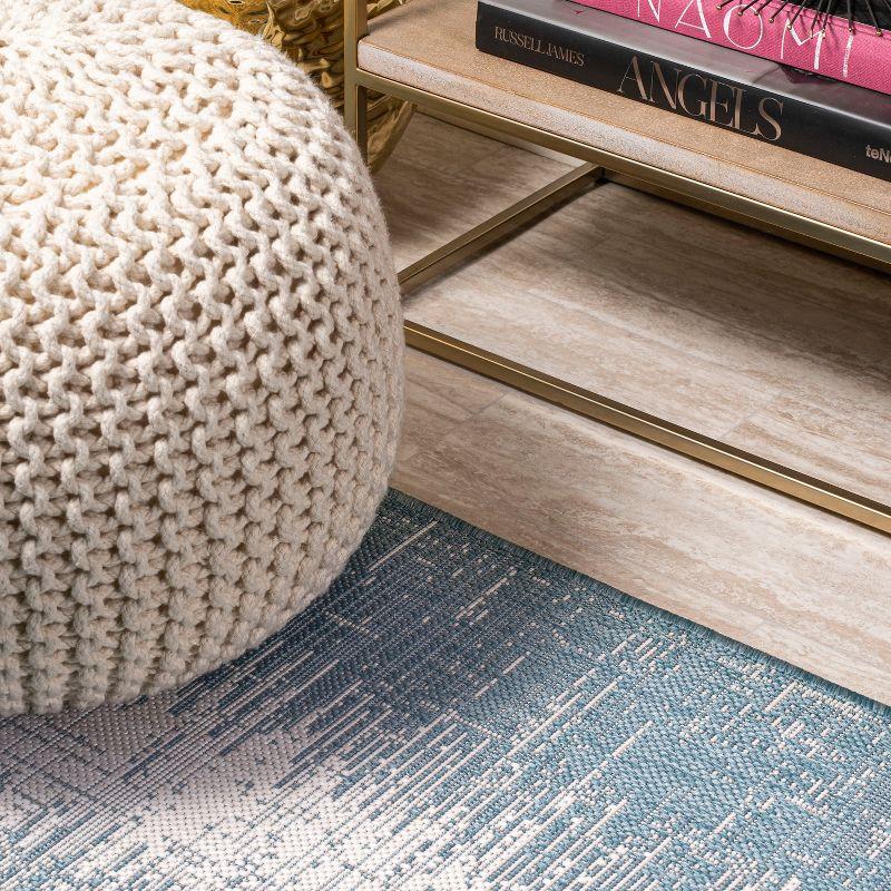 2'x10' Scandi Minimalist Border Indoor/Outdoor Runner Rug, Aqua - JONATHAN Y