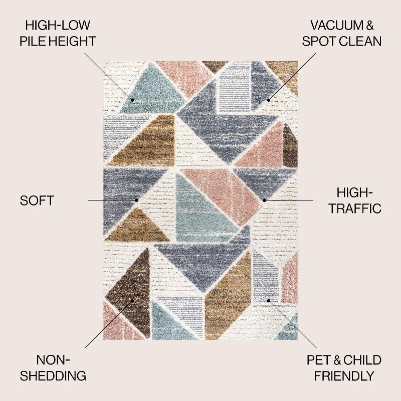 3' x 5' Aileen Geometric Scandi Colorblock Carved Area Rug, Cream - JONATHAN Y