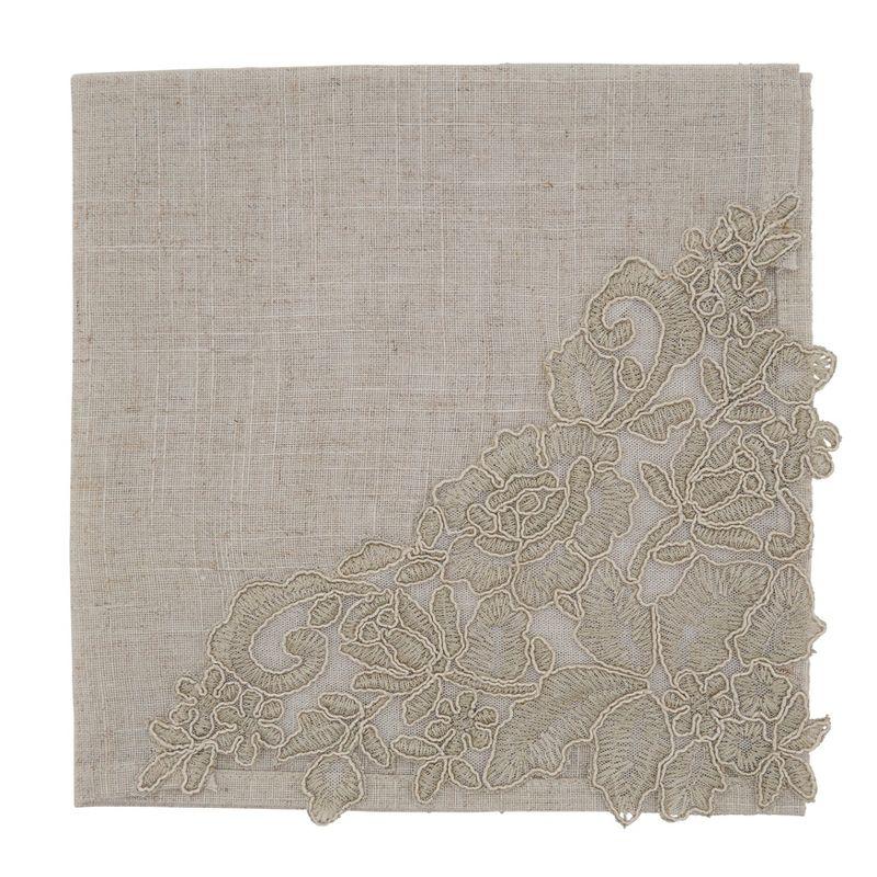 Saro Lifestyle Embroidered Design Lace Napkin and Placemat Set -  ( 1 placemat and 1 napkin)