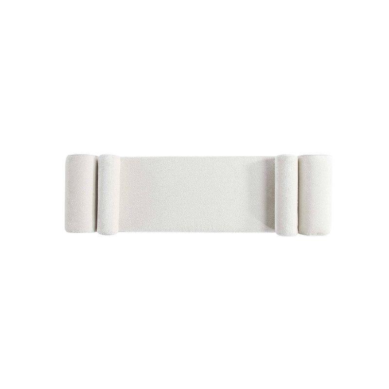 Manhattan Comfort 59" Concord Modern Chenille Upholstered Bench Ivory
