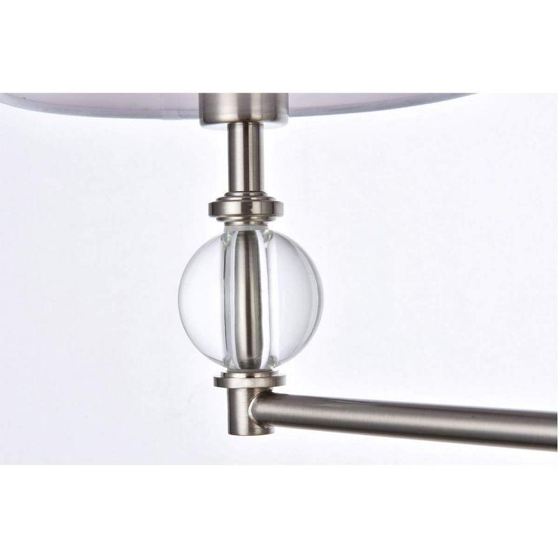 Elegant Lighting Bethany 3 lights bath sconce in satin nickel with white fabric shade