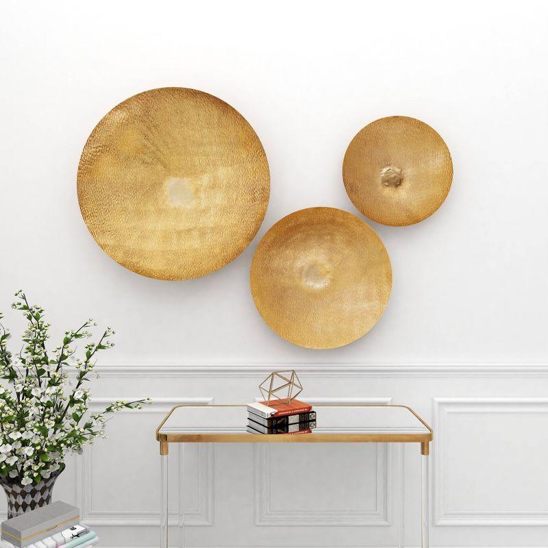 Set of 3 Metal Plate Large Metallic Disk Wall Decors - Olivia & May